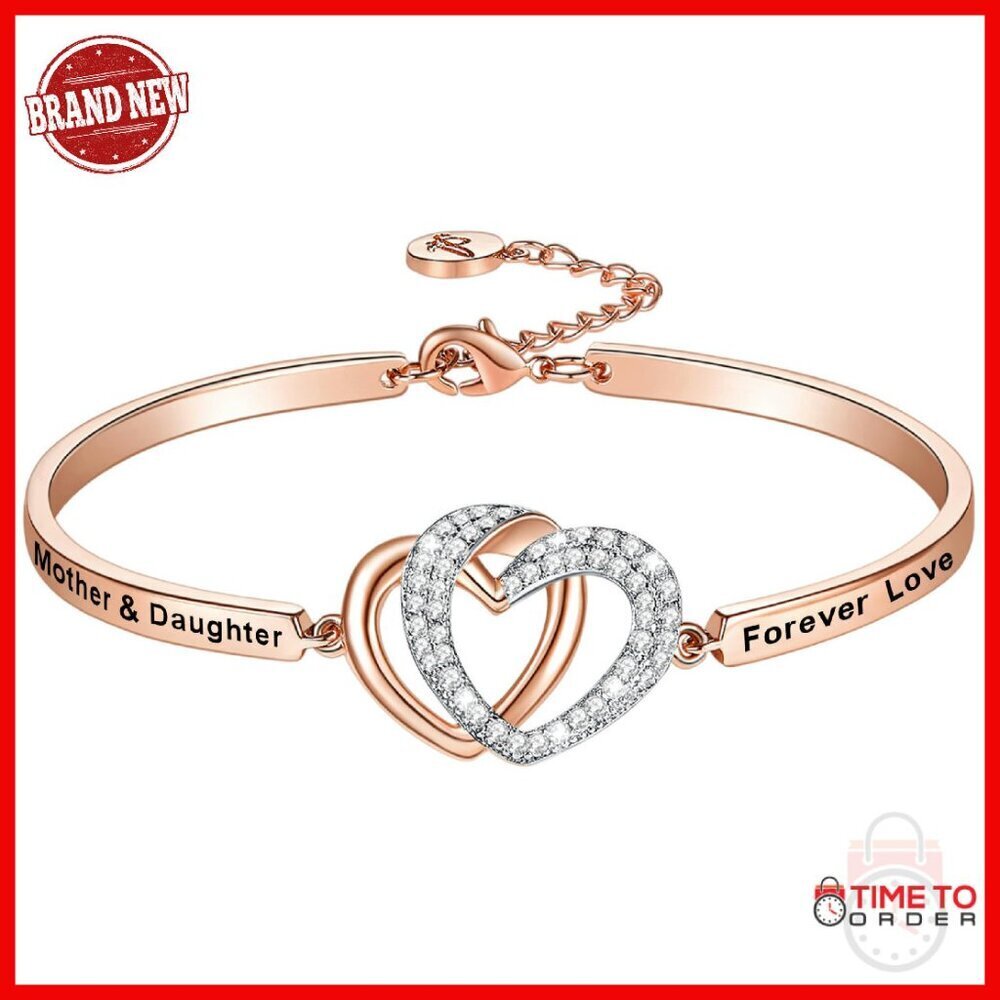 Rose Gold Bangle Bracelet with Engraved Message, 7.25" Circumference
